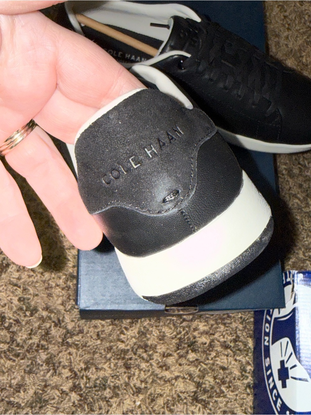 Cole Haan Womens Grandpro Tennis Sneakers Black Optic White size 8.5B W02896 - Picture 5 of 8